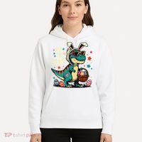 On The Hunt Dino Happy Easter Day T-rex Dinosaur  Hoodie thumb 5