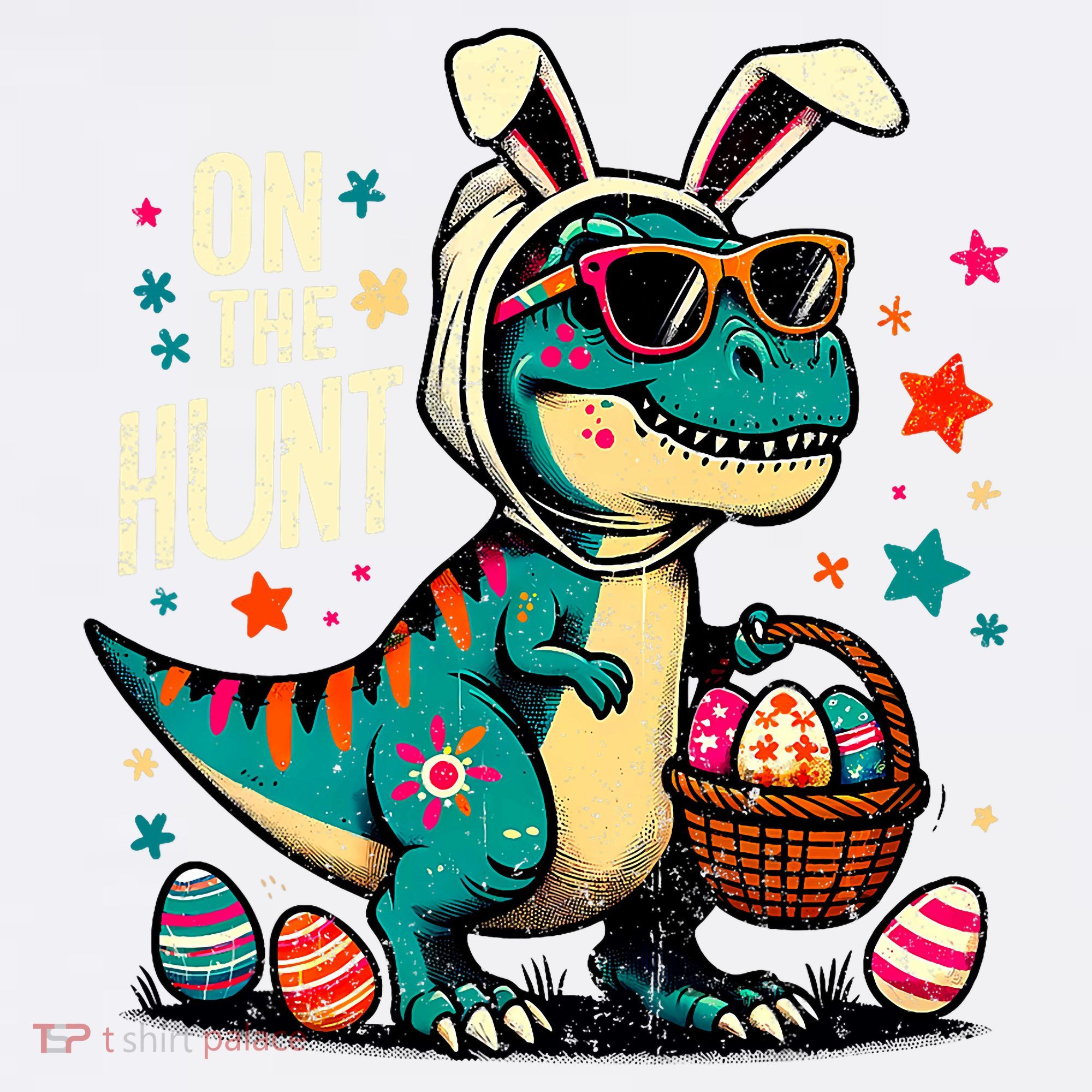 On The Hunt Dino Happy Easter Day T-rex Dinosaur  Hoodie