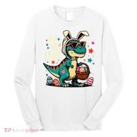 On The Hunt Dino Happy Easter Day T-rex Dinosaur  Long Sleeve Shirt thumb 0