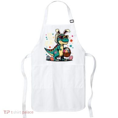 On The Hunt Dino Happy Easter Day T-rex Dinosaur  Apron