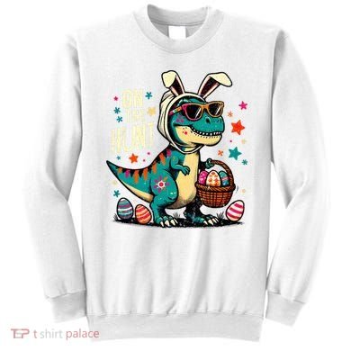 On The Hunt Dino Happy Easter Day T-rex Dinosaur  Sweatshirt