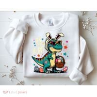 On The Hunt Dino Happy Easter Day T-rex Dinosaur  Sweatshirt thumb 2