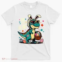 On The Hunt Dino Happy Easter Day T-rex Dinosaur  T-Shirt thumb 0