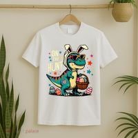 On The Hunt Dino Happy Easter Day T-rex Dinosaur  T-Shirt thumb 2