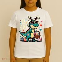 On The Hunt Dino Happy Easter Day T-rex Dinosaur  T-Shirt thumb 4