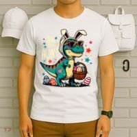 On The Hunt Dino Happy Easter Day T-rex Dinosaur  T-Shirt thumb 6