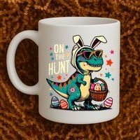 On The Hunt Dino Happy Easter Day T-rex Dinosaur  Coffee Mug thumb 2