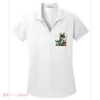 On The Hunt Dino Happy Easter Day T-rex Dinosaur  Women's Dry Zone Grid Polo thumb 0