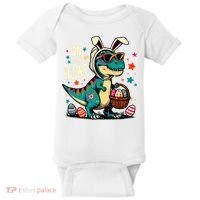 On The Hunt Dino Happy Easter Day T-rex Dinosaur  Baby Bodysuit thumb 0