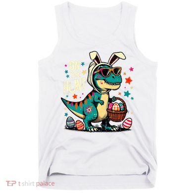 On The Hunt Dino Happy Easter Day T-rex Dinosaur  Tank Top