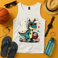 On The Hunt Dino Happy Easter Day T-rex Dinosaur  Tank Top thumb 4
