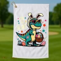 On The Hunt Dino Happy Easter Day T-rex Dinosaur  Golf Towel thumb 1