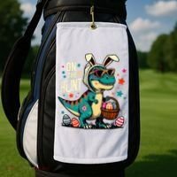 On The Hunt Dino Happy Easter Day T-rex Dinosaur  Golf Towel thumb 2