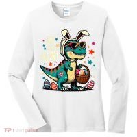 On The Hunt Dino Happy Easter Day T-rex Dinosaur  Women's Long Sleeve Shirt thumb 0