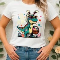 On The Hunt Dino Happy Easter Day T-rex Dinosaur  Women's T-Shirt thumb 2