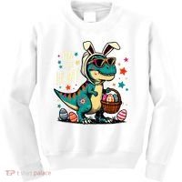 On The Hunt Dino Happy Easter Day T-rex Dinosaur  Kids Sweatshirt thumb 0