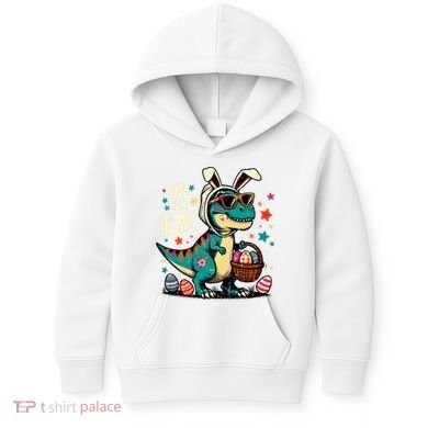 On The Hunt Dino Happy Easter Day T-rex Dinosaur  Kids Hoodie