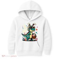 On The Hunt Dino Happy Easter Day T-rex Dinosaur  Kids Hoodie thumb 0