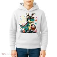 On The Hunt Dino Happy Easter Day T-rex Dinosaur  Kids Hoodie thumb 4