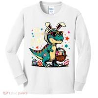 On The Hunt Dino Happy Easter Day T-rex Dinosaur  Kids Long Sleeve Shirt thumb 0