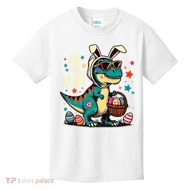 On The Hunt Dino Happy Easter Day T-rex Dinosaur  Kids T-Shirt
