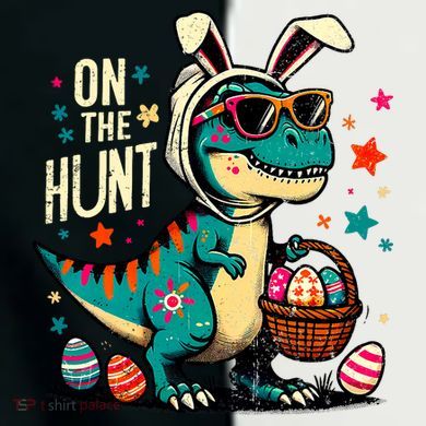 On The Hunt Dino Happy Easter Day T-rex Dinosaur  Infant Baby Jersey Bodysuit