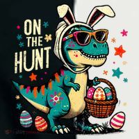 On The Hunt Dino Happy Easter Day T-rex Dinosaur  Infant Baby Jersey Bodysuit thumb 2