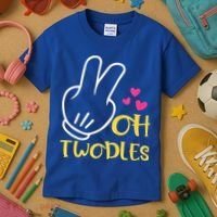 Oh Twodles Happy 2nd Birthday Kids T-Shirt thumb 3
