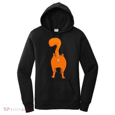 Orange Tabby Happy Kitty Cat Butt Funny Women's Hoodie