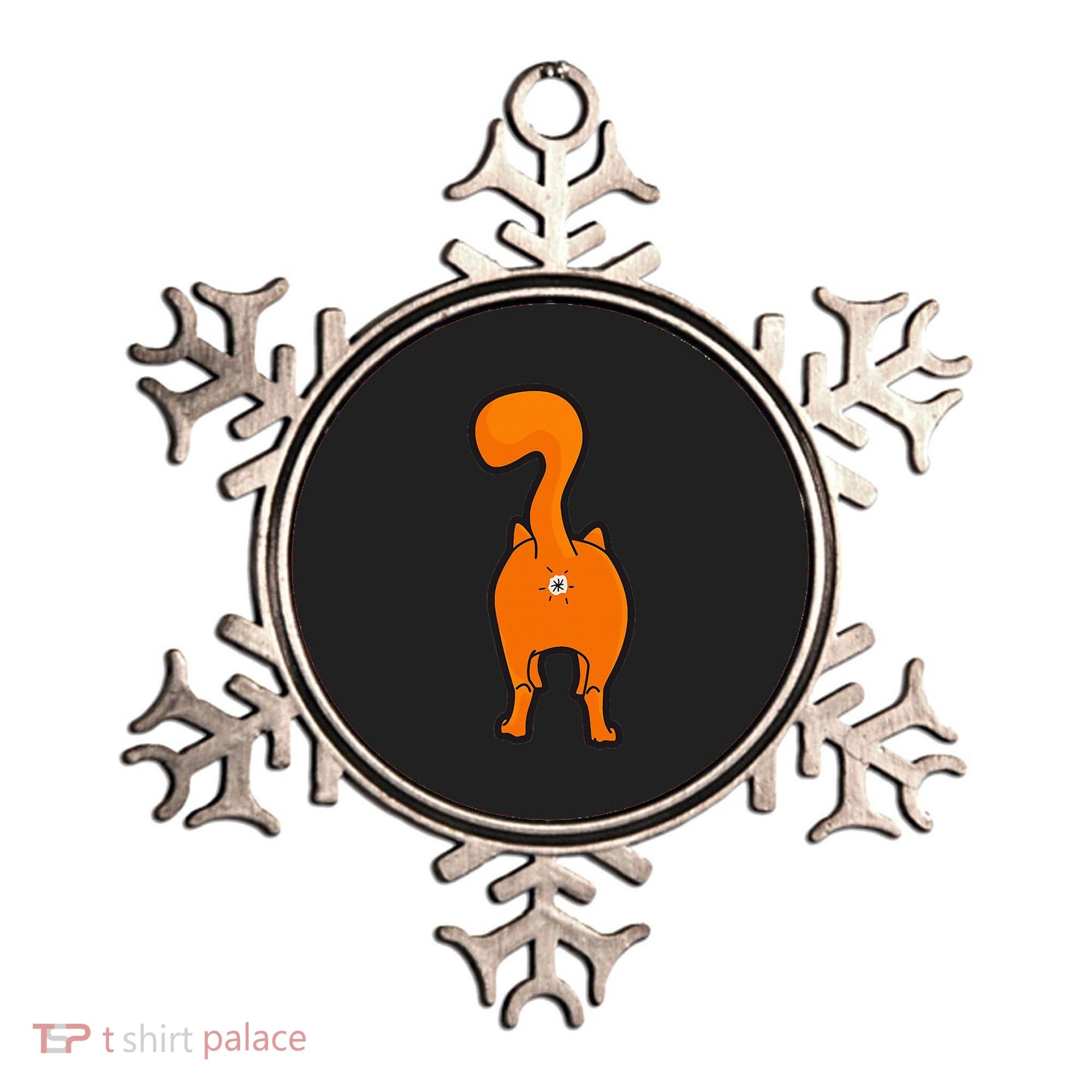 Orange Tabby Happy Kitty Cat Butt Funny Ornament