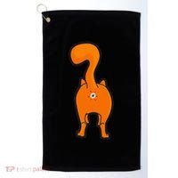 Orange Tabby Happy Kitty Cat Butt Funny Golf Towel thumb 0