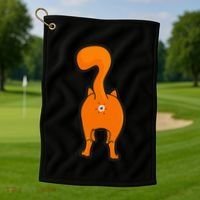 Orange Tabby Happy Kitty Cat Butt Funny Golf Towel thumb 1