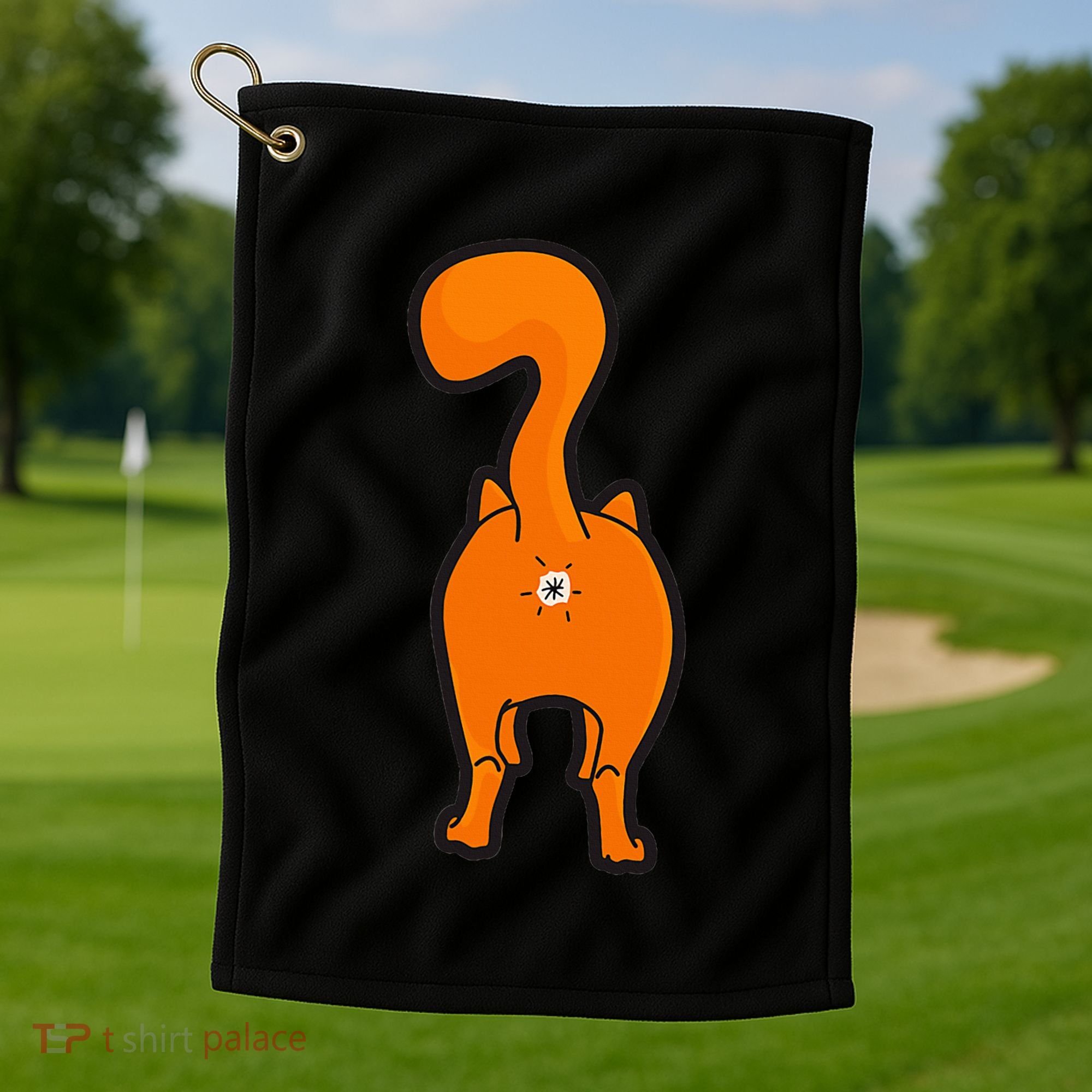 Orange Tabby Happy Kitty Cat Butt Funny Golf Towel