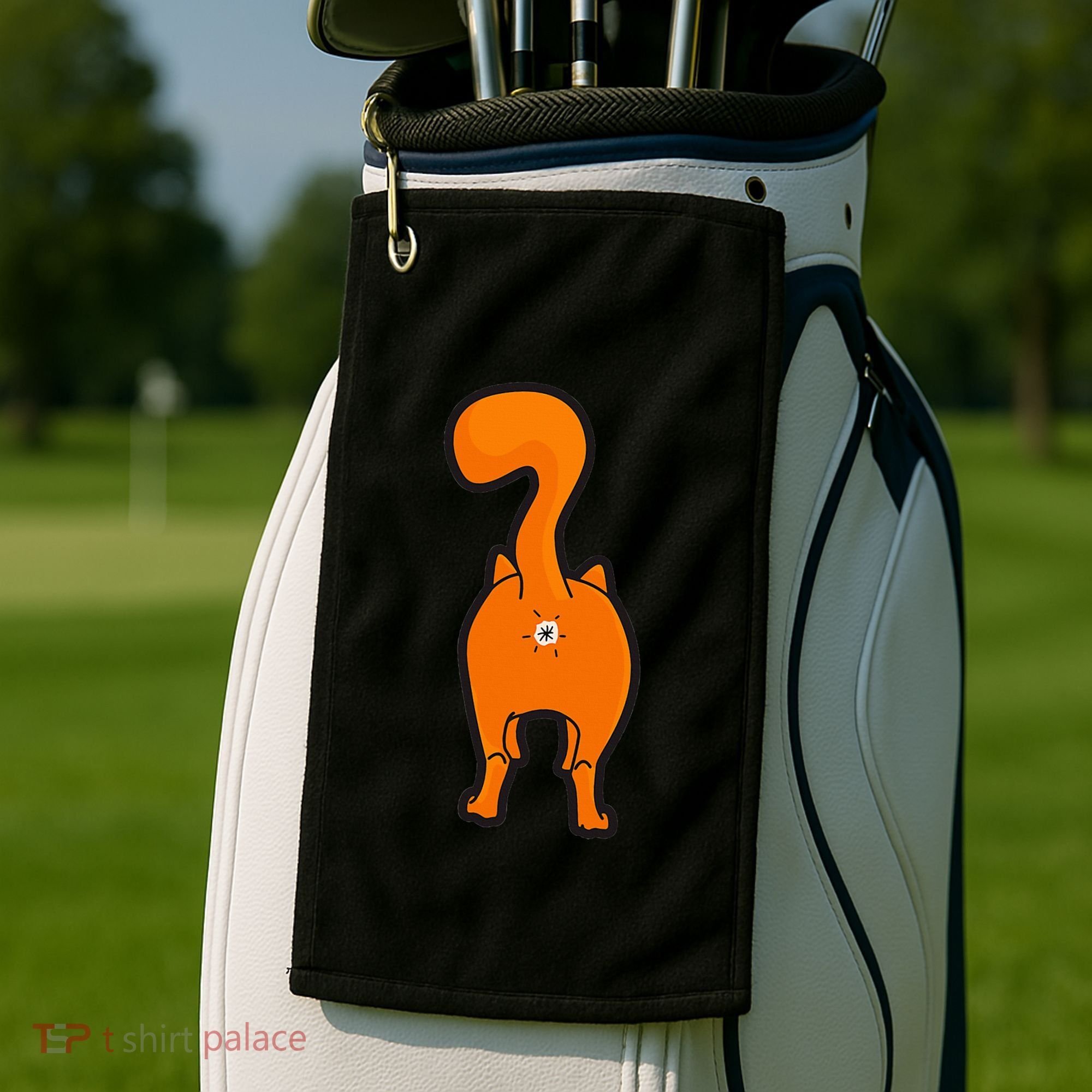 Orange Tabby Happy Kitty Cat Butt Funny Golf Towel