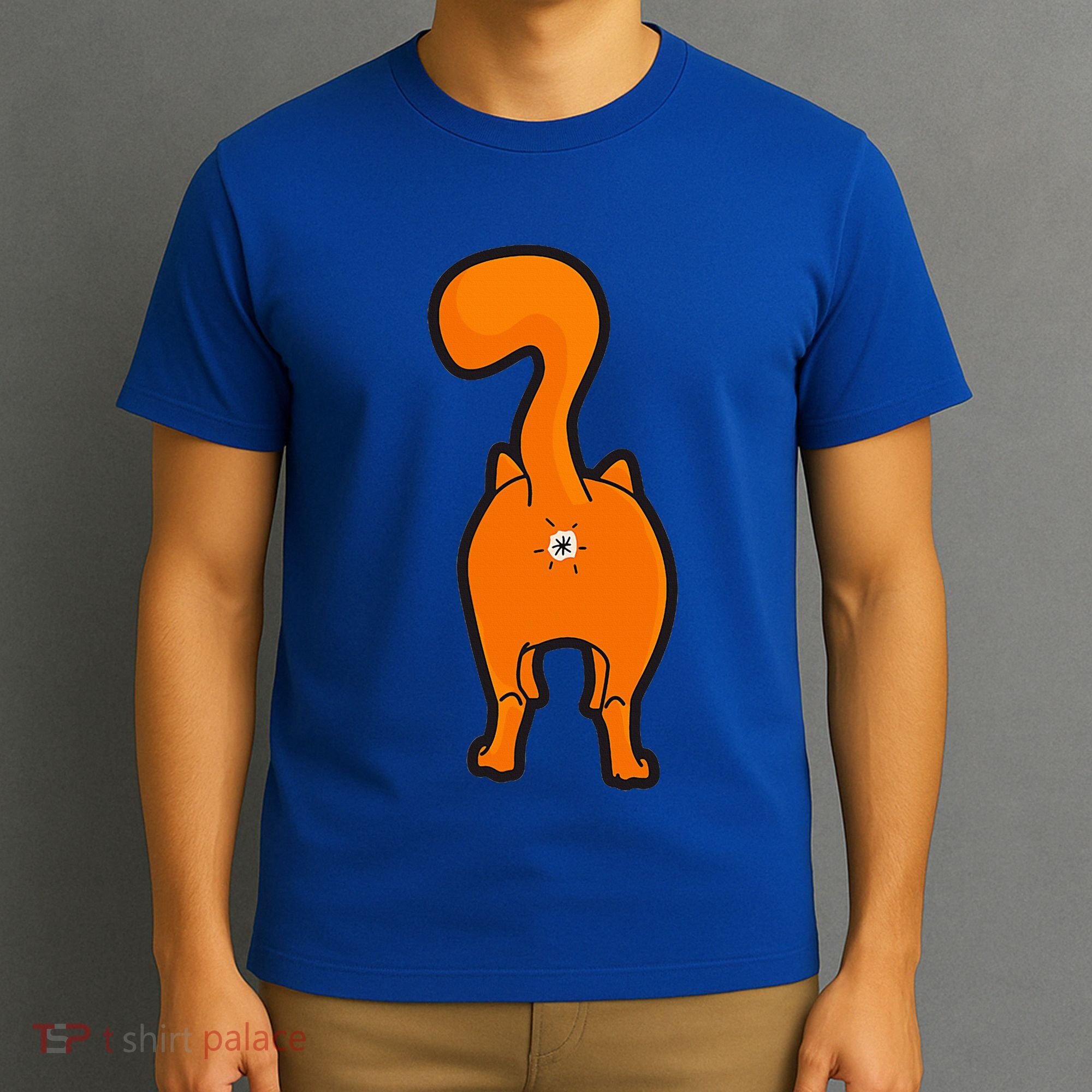 Orange Tabby Happy Kitty Cat Butt Funny T-Shirt