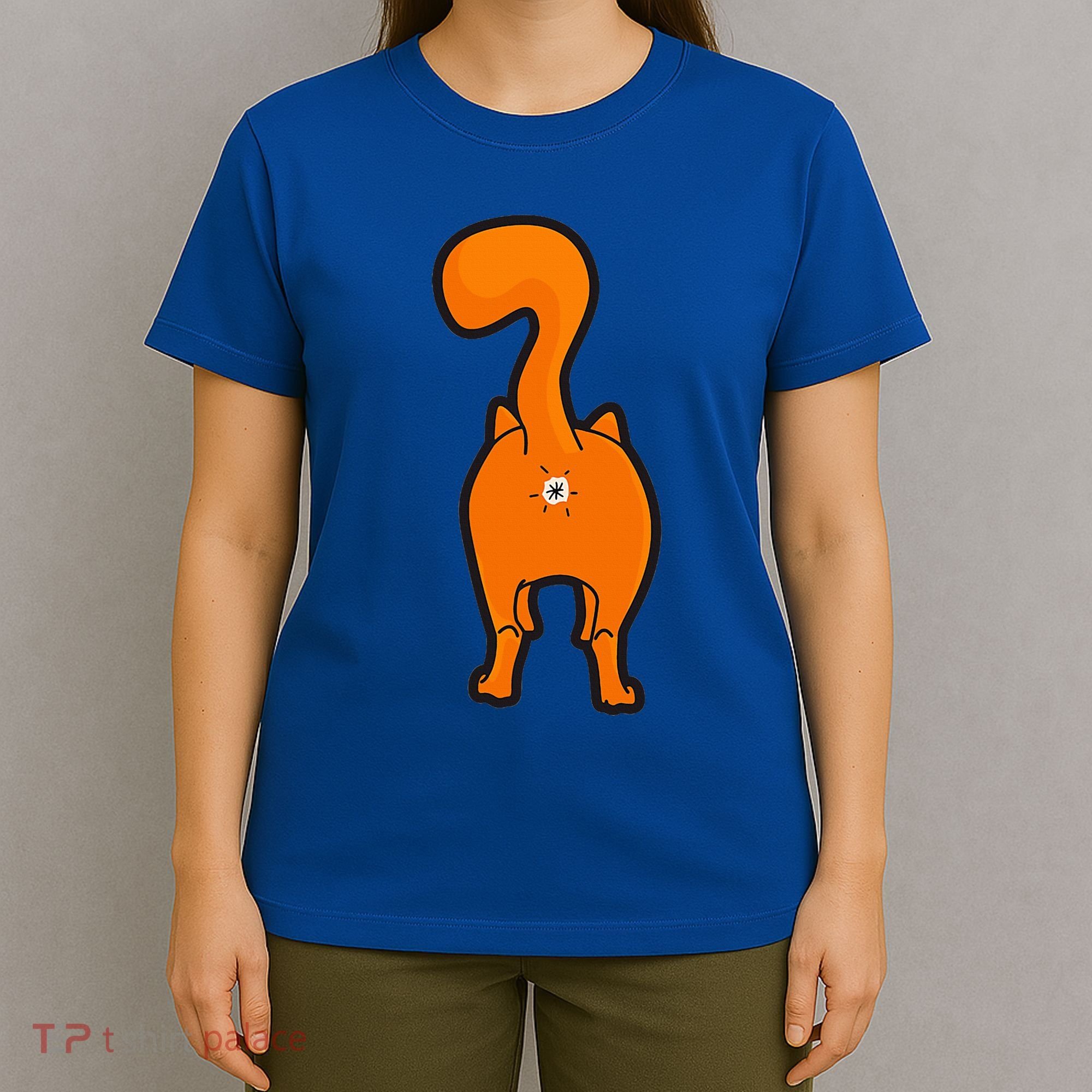 Orange Tabby Happy Kitty Cat Butt Funny T-Shirt