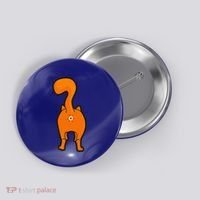 Orange Tabby Happy Kitty Cat Butt Funny Button thumb 0
