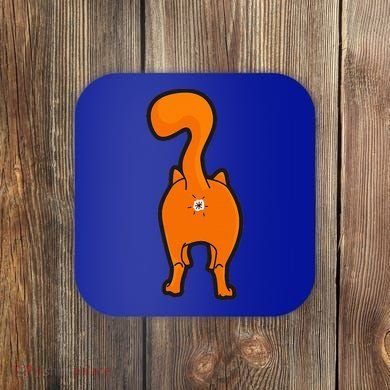 Orange Tabby Happy Kitty Cat Butt Funny Coaster