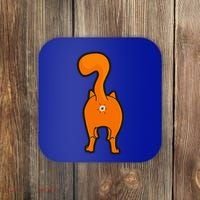 Orange Tabby Happy Kitty Cat Butt Funny Coaster thumb 0