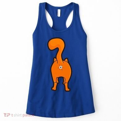 Orange Tabby Happy Kitty Cat Butt Funny Women's Tank Top