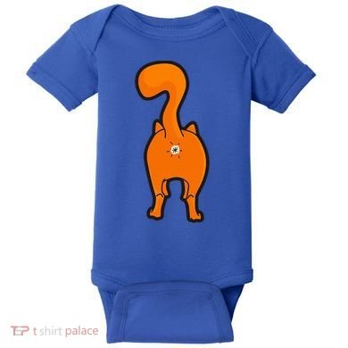Orange Tabby Happy Kitty Cat Butt Funny Baby Bodysuit