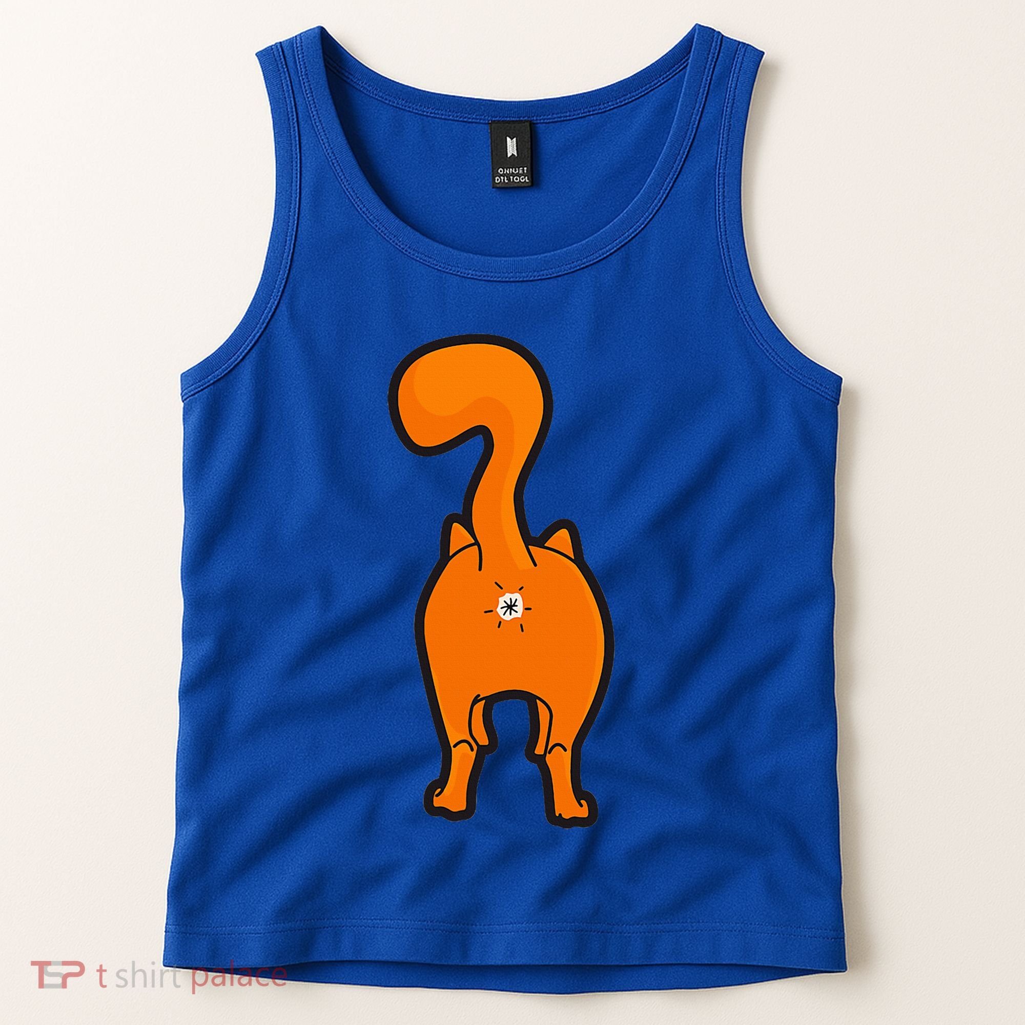 Orange Tabby Happy Kitty Cat Butt Funny Tank Top
