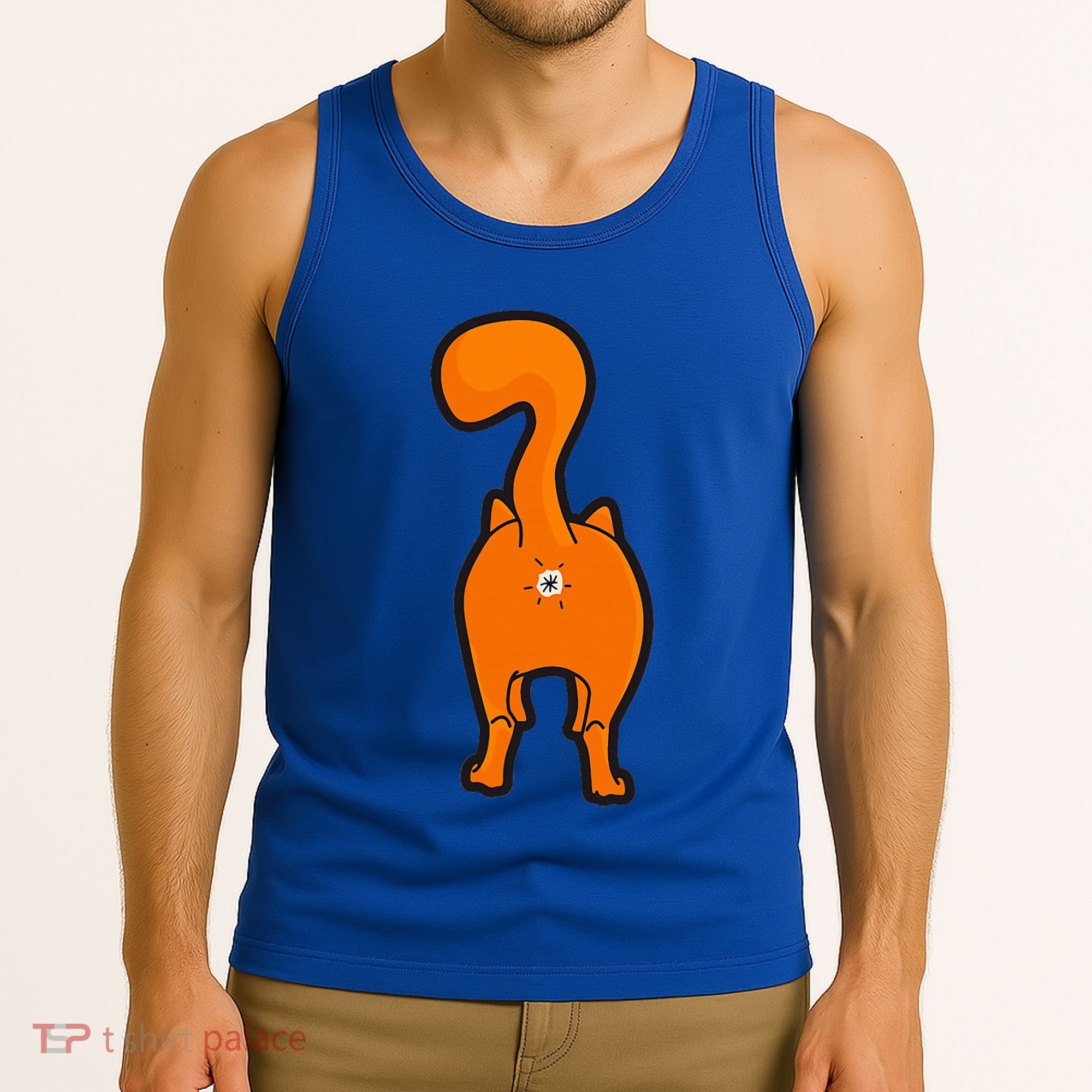 Orange Tabby Happy Kitty Cat Butt Funny Tank Top
