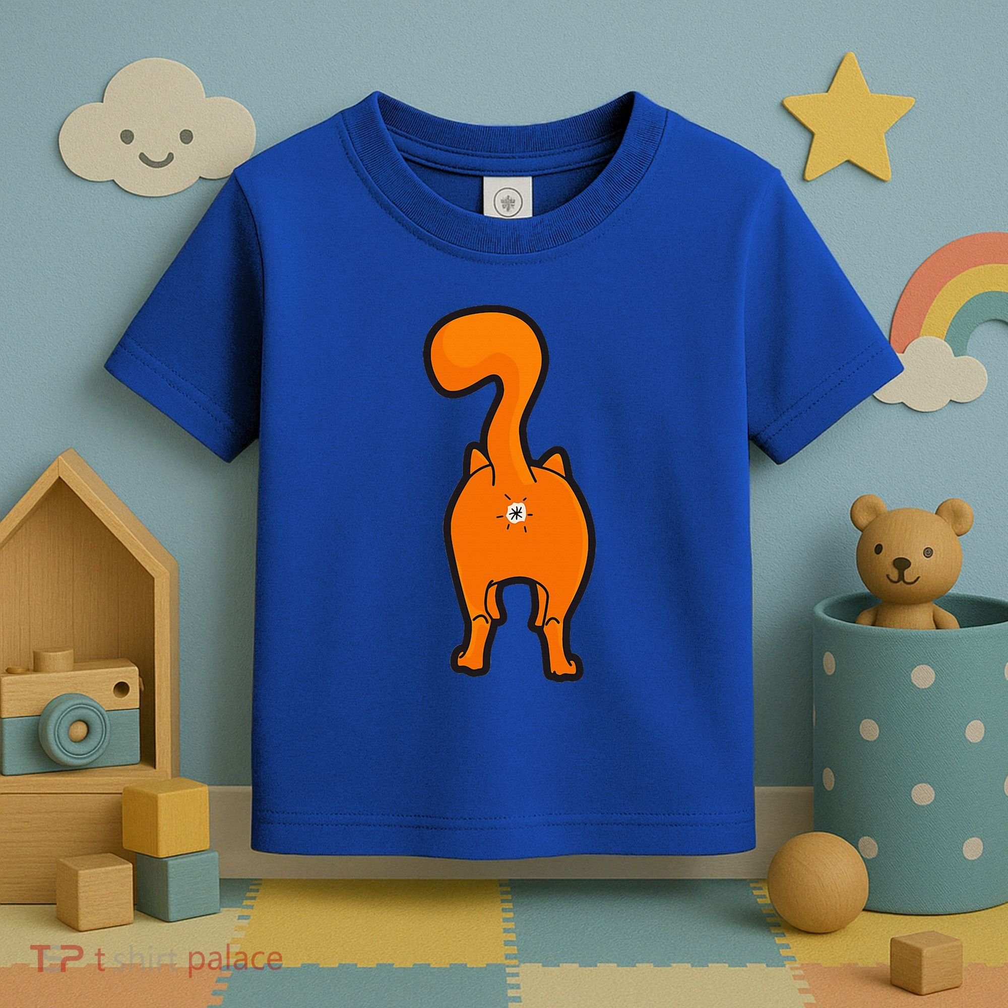 Orange Tabby Happy Kitty Cat Butt Funny Toddler T-Shirt