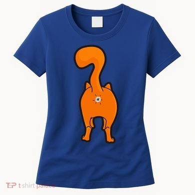 Orange Tabby Happy Kitty Cat Butt Funny Women's T-Shirt