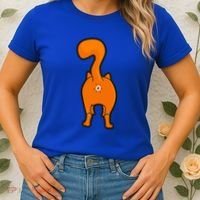 Orange Tabby Happy Kitty Cat Butt Funny Women's T-Shirt thumb 2