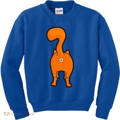 Orange Tabby Happy Kitty Cat Butt Funny Kids Sweatshirt