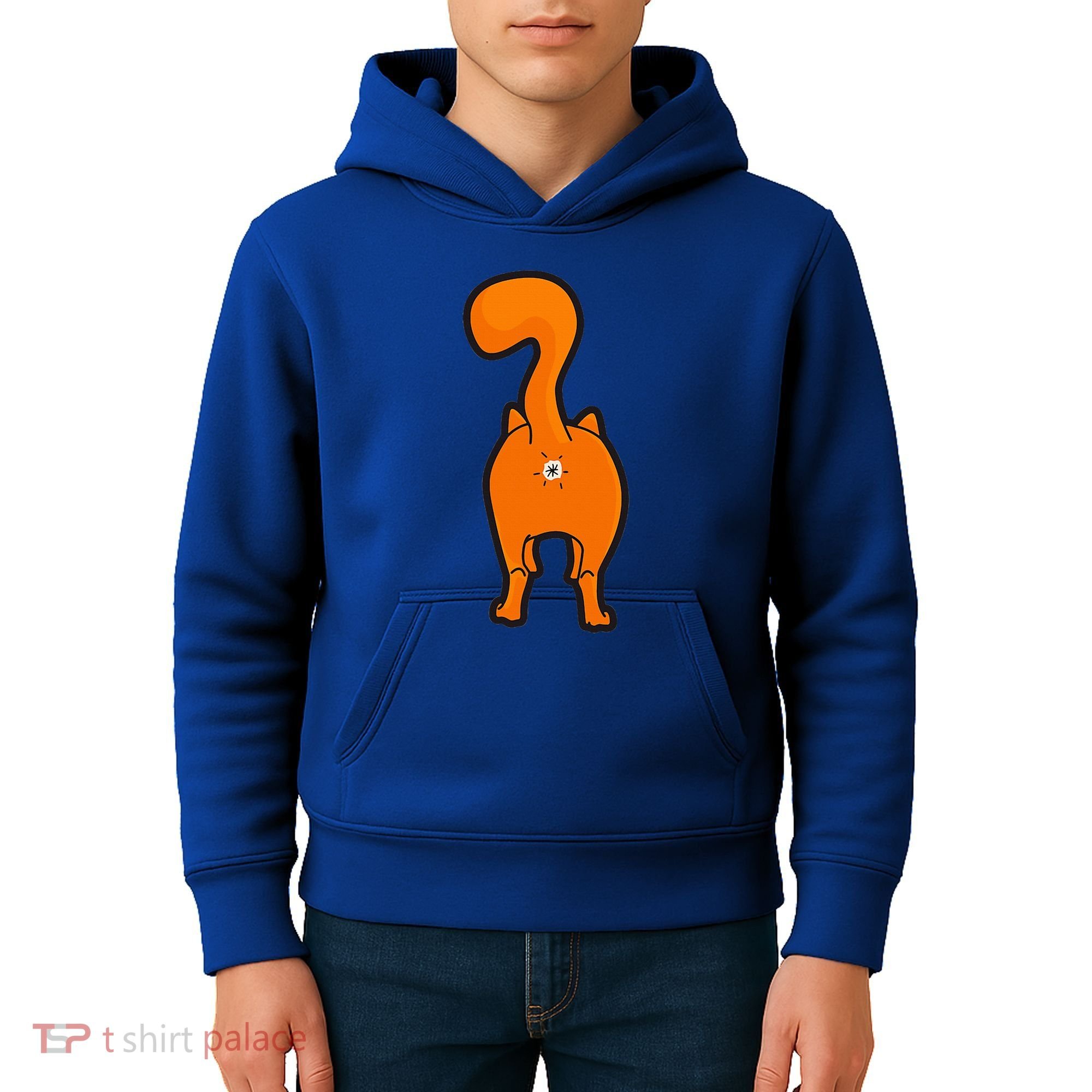 Orange Tabby Happy Kitty Cat Butt Funny Kids Hoodie