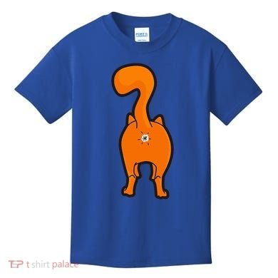 Orange Tabby Happy Kitty Cat Butt Funny Kids T-Shirt