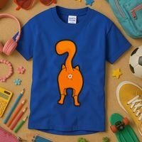 Orange Tabby Happy Kitty Cat Butt Funny Kids T-Shirt thumb 3